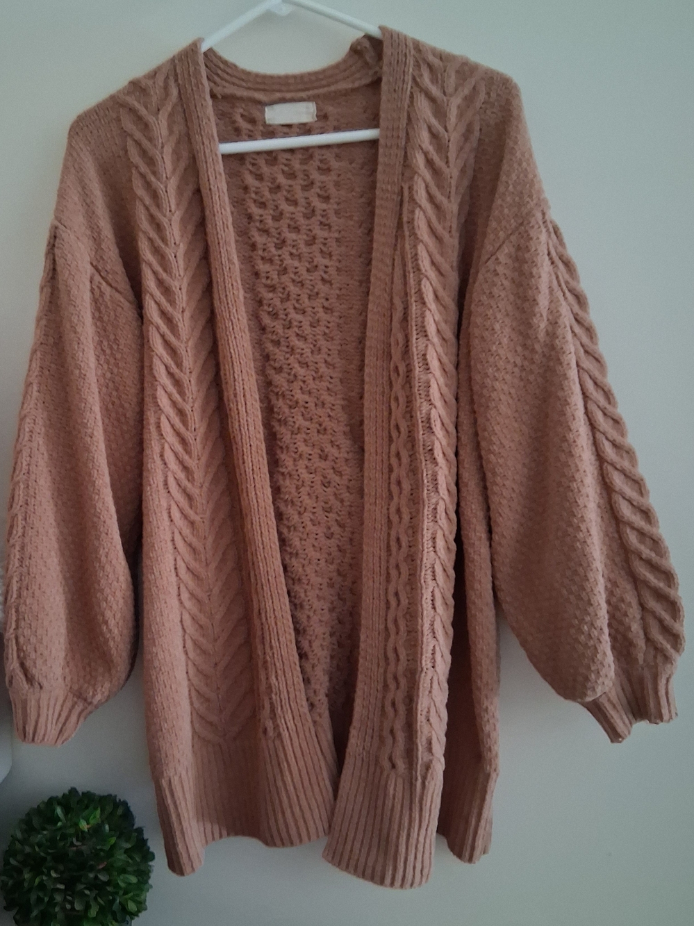 Altard State Cozy Cable Knit Open-Front Sweater Cardigan - Taupe